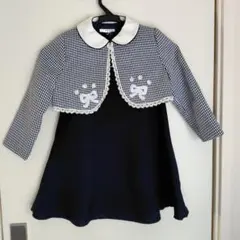 ネイビー・ホワイト チェック柄 ワンピース