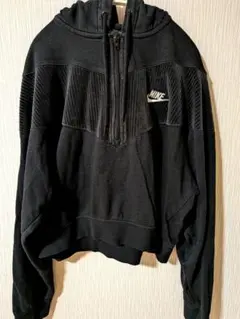 NIKE ナイキ 黒 ハーフジップパーカー ショート丈 ドルマンパーカー
