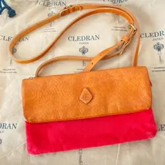 CLEDRANクレドラン レザー×キャンバス お財布ポシェット ウォレット