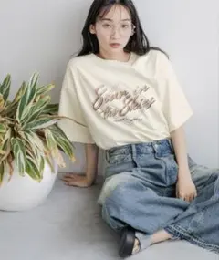 LOWRYSFARM Tシャツ ロゴ 半袖 アイボリー 綿100