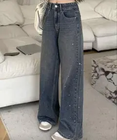 パール付きデニムパンツ