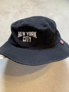 美品★NEW YORK CITY刺繍★ハット★ブラック★サイズフリー