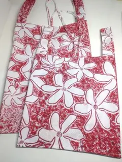 【お約束の品】２点 エコバッグ サブ ハワイ フラワー 折りたたみ ハンドメイド