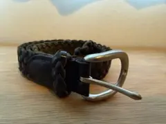 SHIPS メッシュレザーベルト 黒　日本製　編み込み