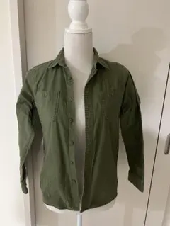 中古　キッズ　ビンテージコットンワークシャツ　カーキ