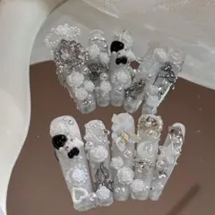 現品S地雷系量産型 姫系 ハンドメイド ネイルチップ 平成女児