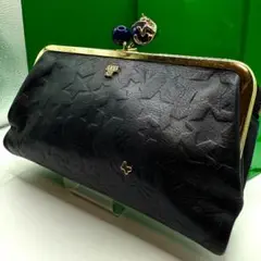 【極美品✨】アナスイ 長財布 がま口 プレイングキャット ブラック レザー