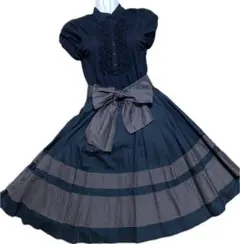 プレガ／PREGA フリル付き黒Tシャツと布リボンベルト付フレアスカートセット