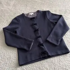 anyFAM スナップボタン リボンカーディガン 130 ネイビー