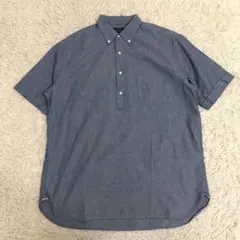 希少XL】フィナモレ カッタウェイ 半袖 シャンブレー シャツ ブルー 42