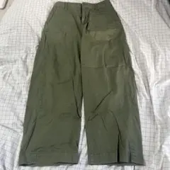 オリーブ ワイドパンツ バックポケット付き