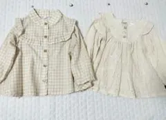 未使用 バースデイ トップス ブラウス チュニック 長袖 フリル チェック