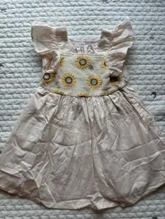 petit mainワンピース 90cm ひまわり　刺繍