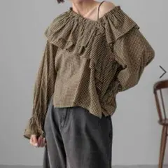 LOWRYSFARM アシメフリルギャザーブラウス ブラウン系 春服