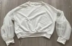 ホワイト シースルー長袖トップス Fサイズ