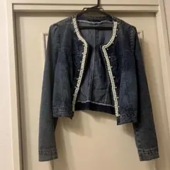 girlstyle パール付きデニムジャケット　Gジャン　秋　冬　秋服