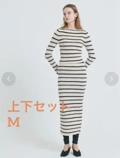 coca リブニットボートネックトップス スカート セット販売 M