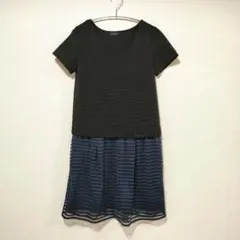 a.v.v ワンピース 半袖 膝丈 ブラック/ネイビー Y2Kファッション