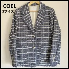 新品タグ付き COELコエルテーラードジャケットブルーホワイト青白Mツイードのサムネイル