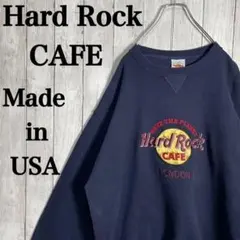 【USA製】ハードロックカフェ　刺繍ビックロゴ　スウェット　オーバーサイズ　古着