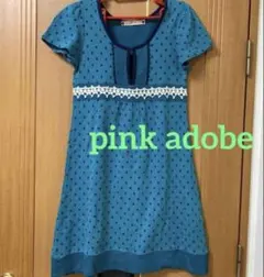 pink adobe ☆ ターコイズグリーン　ドット柄 ニット半袖ワンピースのサムネイル