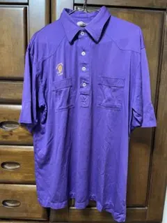 ポロシャツ （古着・ワンポイント刺繍・紫・半袖）