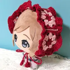 〈レッド×ピンク〉ぬい服　ヘッドドレス　にじぬい　ちびぐるみ