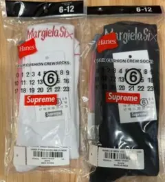 新品）Supreme クッションソックス　白黒セット ステッカー付