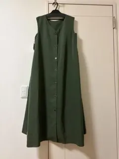 マルティニーク！ノースリーブパールボタンワンピース 青 超美品 一度
