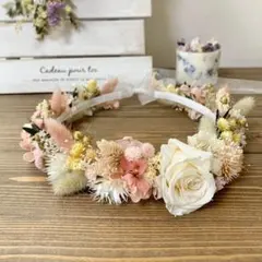 花かんむり ヘッドドレス プリザーブドフラワー＆ドライフラワー