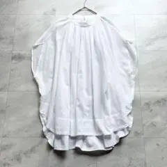 24SS BEARDSLEY ビアズリー コットンシフォンギャザー丸ブラウス
