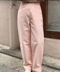 ピンク ストレート　パンツ　ハイウエスト　Dazy Lsize