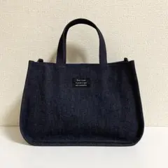 岡山デニム　縁取りトートバッグ　ラウンドトートバッグ　ハンドメイド
