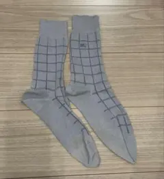 バーバリー　ソックス　チェック柄　25〜27cm グレー　日本製