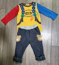 ミキハウス　HOT BISCUITS　クマの長袖Tシャツ&ズボン 90cm 2枚
