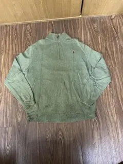 POLO RALPH LAURENオリーブグリーン ハーフジップニット XXL
