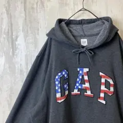 GAP 星条旗ロゴ パーカー フーディー 裏起毛 XL古着 90s ビッグサイズ