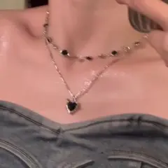 黒ハート型ペンダント ネックレス