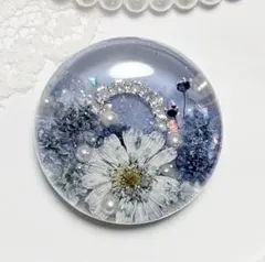 536可憐な♡レジンヘアゴム ダークブルー ビジューリング ラメ