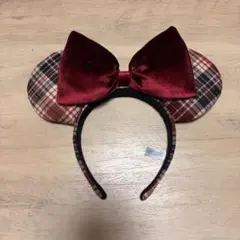 ミニーマウス風チェック柄カチューシャ
