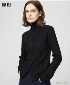 UNIQLO U メリノブレンドハイネックカーディガン XL ブラック