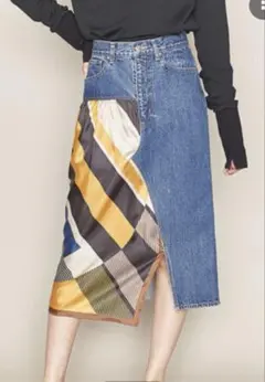 ASTRAET アストラット　プリントコンビ デニム スカート　サイズ1のサムネイル