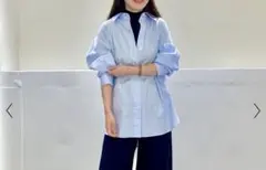 theory コットンサイドボタンシャツ Wealth / ブルーのサムネイル
