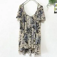 【ココディール】 花柄シアーブラウス M オフショル 肌見せ 大人可愛い 夏