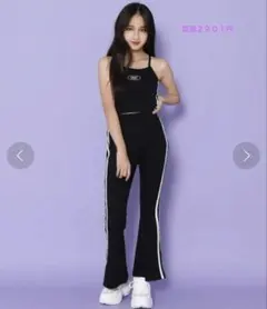 ANAP GIRL ラインリブフレアパンツ スリット入りブラック M