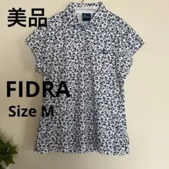 美品　FIDRAレディースゴルフウェアホワイトネイビー花柄M デザイン良い