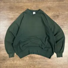 USA製 鬼フェード　JERZEES カーキ　スウェット　無地　古着　90s