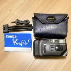 Konica kanpai コンパクトフィルムカメラ 三脚・ケース付 現状品 希少】Konica KANPA! コンパクトフィルムカメラ 三脚専用ケース