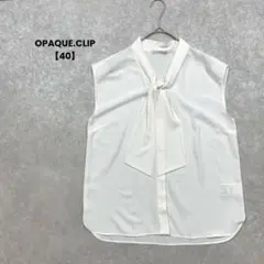 オペークドットクリップ　ボウタイブラウス　白【40】ノースリーブ
