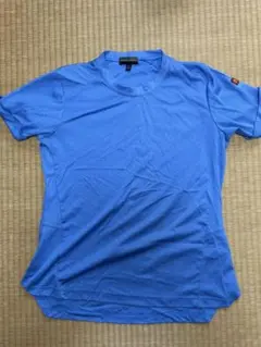 企業モノ　マクドナルド 店舗スタッフ Tシャツ 青 Mロゴ ワンポイント S-R